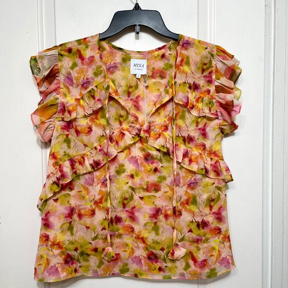 Misa Los Angeles Emi Top Golden Floral Mix Size L - Picture 3 of 14